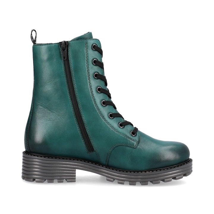 Cyanblaue remonte Damen Schnürstiefel D0W71-12 mit Schnürung und Reißverschluss. Schuh Innenseite