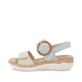 Blaue remonte Riemchensandalen R6853-12 mit einem Klettverschluss. Schuh Außenseite.