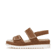 Braune remonte Riemchensandalen D3P50-22 mit handgestickten Nähten. Schuh Außenseite.