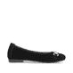 Schwarze remonte Ballerinas D0K10-02 mit einer herausnehmbaren Einlegesohle. Schuh Innenseite.