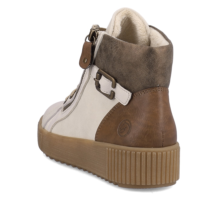 Sternenweiße remonte Damen Schnürstiefel R7997-80 mit Schnürung und Reißverschluss. Schuh von hinten