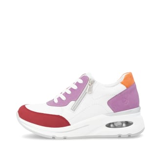 Weiße remonte Damen Sneaker Low D2H00-82 mit Reißverschluss sowie Extraweite H. Schuh Außenseite.