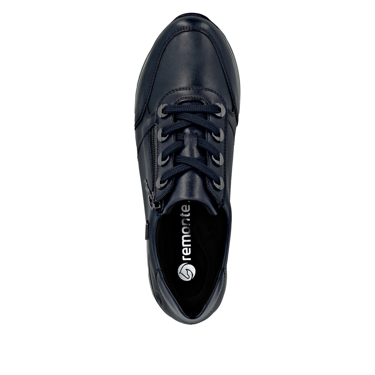 Blaue remonte Damen Sneaker D1302-14 mit wasserabweisender remonteTEX-Membran. Schuh von oben.