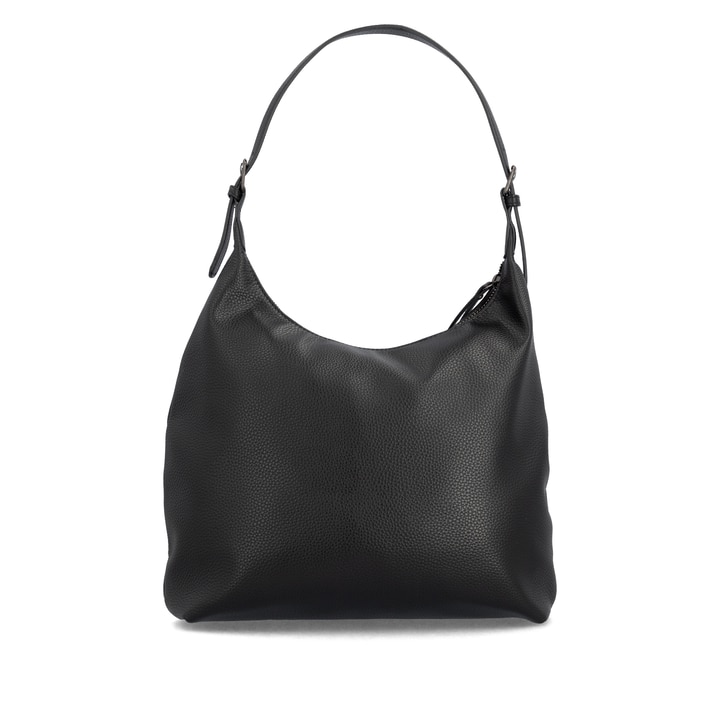Sac bandoulière remonte Q0725-00 en noir avec un compartiment principal spacieux, fermeture éclair et deux poches extérieures. Verso.