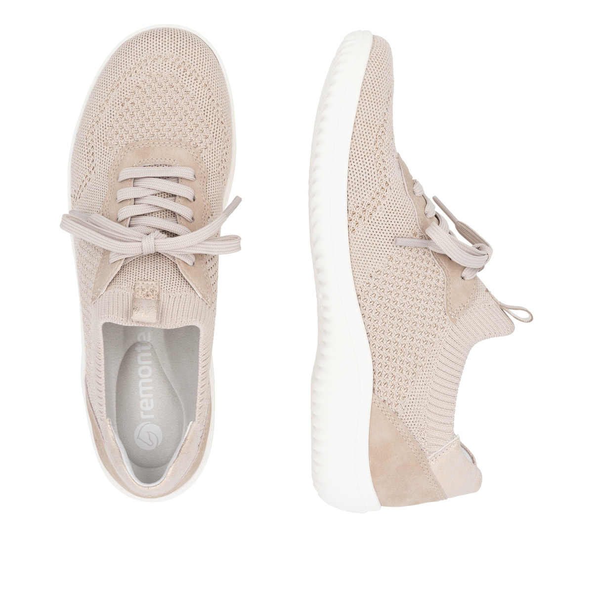 Rosane remonte Damen Slipper D1E05-31 mit einem Gummizug sowie Komfortweite G. Schuh von oben, liegend.