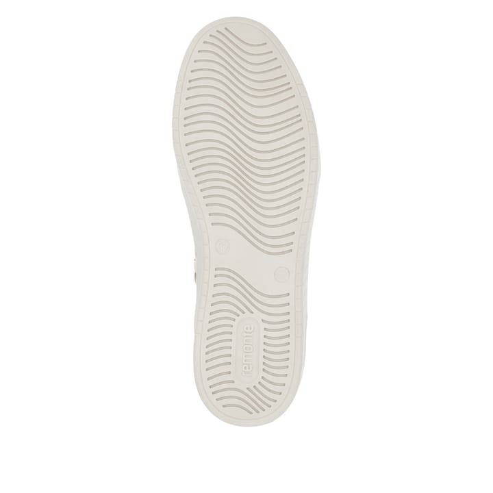 Beige remonte Damen Sneaker D0J71-60 mit Animal-Print sowie einem Reißverschluss. Schuh Laufsohle.