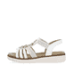 Weiße vegane remonte Riemchensandalen D2073-80 mit einem Gummizug. Schuh Außenseite.