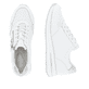 Weiße remonte Damen Sneaker Low D1G00-80 mit einem Reißverschluss. Schuh von oben, liegend.