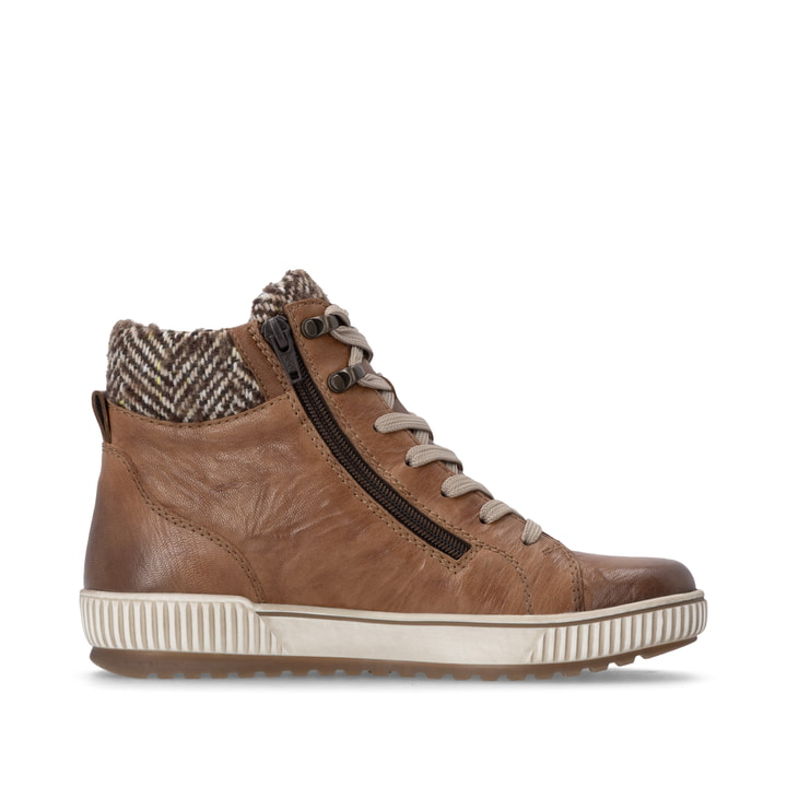 Cognacfarbene remonte Damen Schnürstiefel D0784-22. Schuh Innenseite.