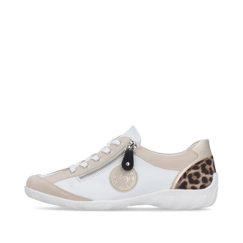 Chaussures à lacets remonte blanches vegan pour femme R3408-83. Côté extérieur de la chaussure.
