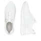 Weiße remonte Damen Sneaker Low D1G09-80 mit einem Reißverschluss. Schuh von oben, liegend.