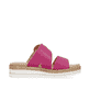 Magentafarbene remonte Damen Pantoletten D0Q51-31 mit einem Klettverschluss. Schuh Innenseite.
