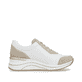 Weiße vegane remonte Damen Sneaker Low D0T01-80 mit einem Reißverschluss. Schuh Innenseite.