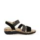 Schwarze remonte Riemchensandalen R6861-02 mit einem Klettverschluss. Schuh Innenseite.