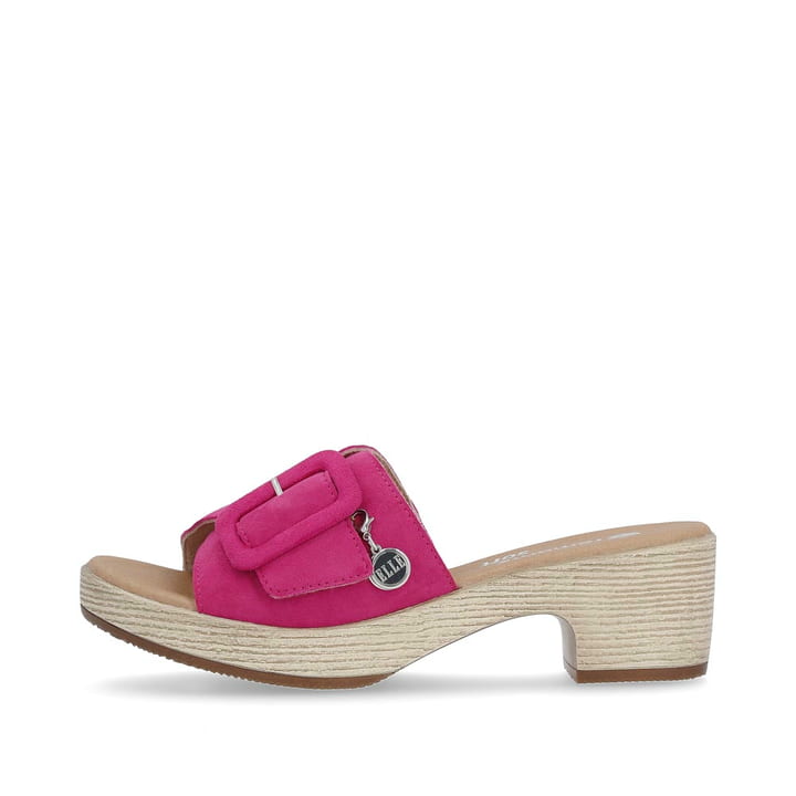 Cremebeige remonte Damen Pantoletten D0N53-80 mit einer leichten Sohle mit Blockabsatz. Schuh Innenseite