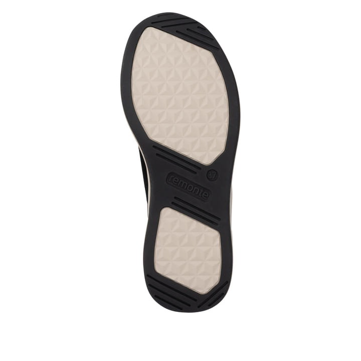 Baskets basses remonte noires femmes D3V00-03 avec membrane remonteTEX. Semelle extérieure de la chaussure.