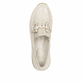 Mocassins remonte beiges pour femme D0T12-60 avec éléments décoratifs. Chaussure vue de dessus.