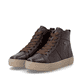 Dunkelbraune remonte Damen Sneaker D0974-25 mit wasserabweisender TEX-Membran. Schuhpaar seitlich schräg.