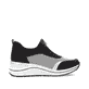 Schwarze vegane remonte Damen Slipper D0T08-03 mit einem Reißverschluss. Schuh Innenseite.