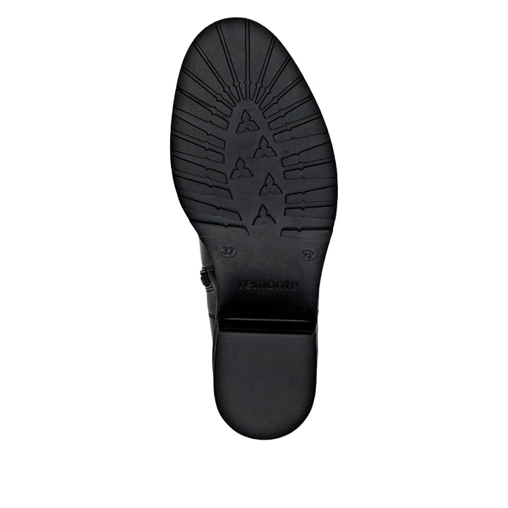Schwarze remonte Damen Stiefeletten D1A70-01 mit wasserabweisender TEX-Membran. Schuh Laufsohle.