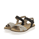 Beige remonte Riemchensandalen D2049-63 mit einem Klettverschluss. Schuhpaar seitlich schräg.