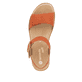Orangene remonte Riemchensandalen D0Q52-39 mit einem Klettverschluss. Schuh von oben.
