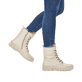 
Hellbeige remonte Damen Schnürstiefel D0E72-60 mit Schnürung und Reißverschluss. Schuh am Fuß