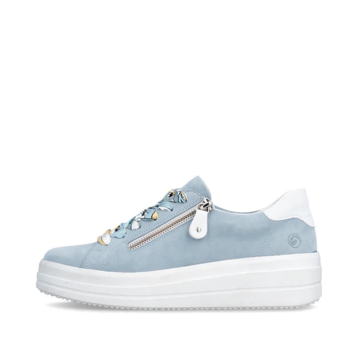 Blauweiße remonte Damen Sneaker D1C06-10 mit Reißverschluss sowie Komfortweite G. Schuh Außenseite.