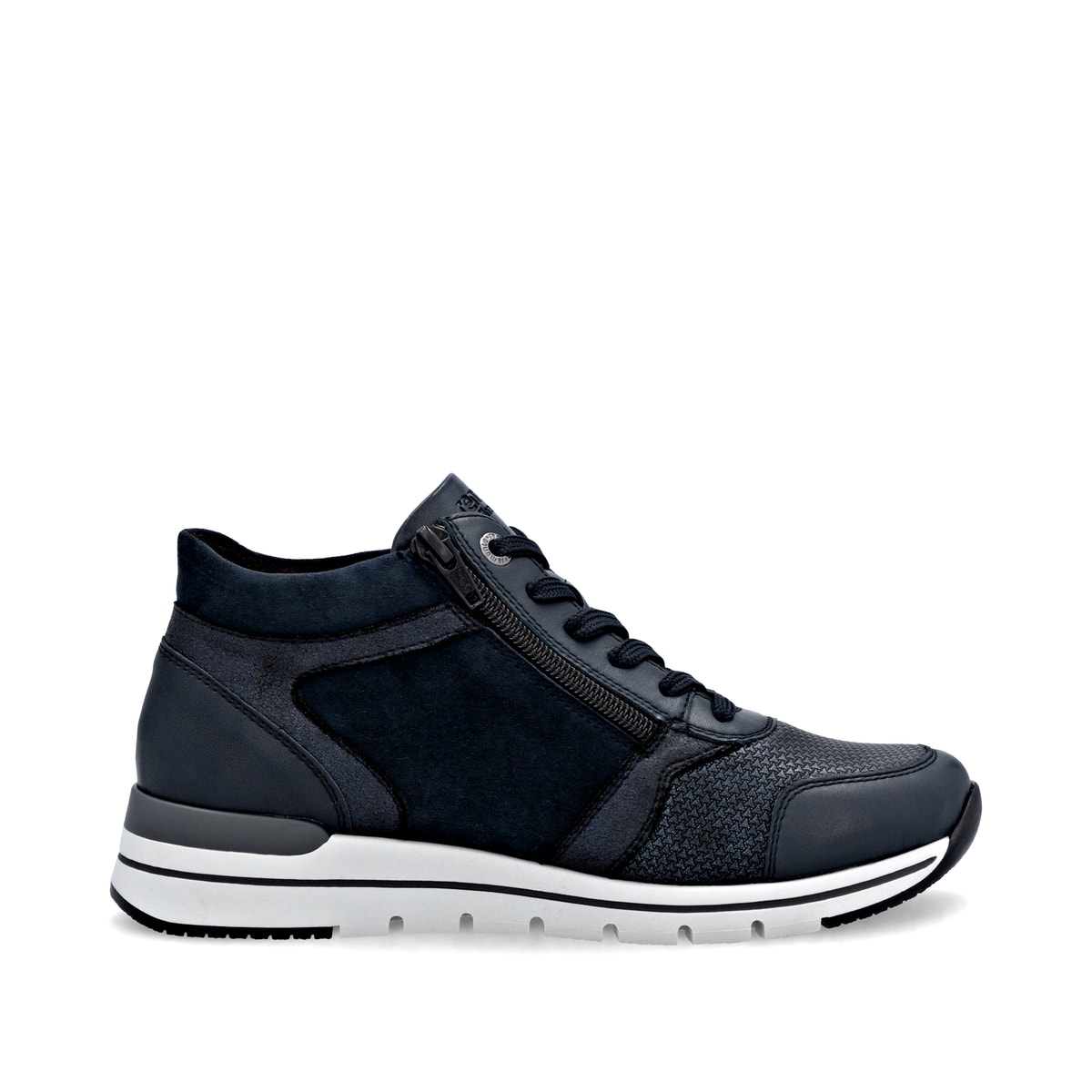 Blaue remonte Damen Kurzstiefel R6776-14 mit Reißverschluss sowie Komfortweite G. Schuh Innenseite.