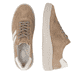 Baskets basses remonte beiges femmes D3E00-64 avec la semelle lightsole+. Chaussure vue de dessus, couchée.