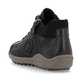Schwarz-bronzene remonte Damen Schnürstiefel R1477-90 mit einem Reißverschluss. Schuh von hinten.