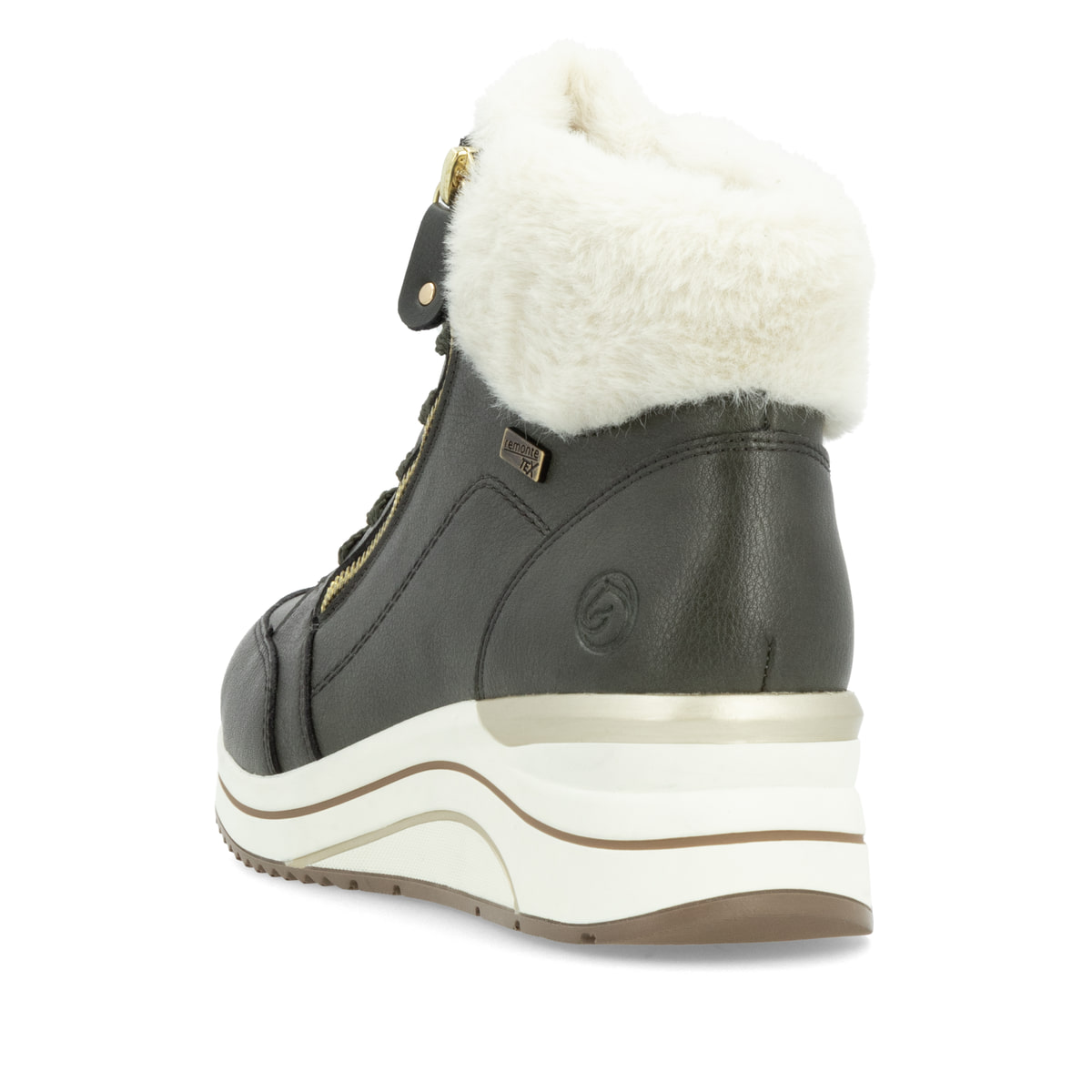 Grüne remonte Damen Schnürstiefel D0T77-52 mit wasserabweisender TEX-Membran. Schuh von oben.