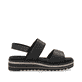 Schwarze remonte Keilsandaletten D0Q59-00 mit einem Klettverschluss. Schuh Innenseite.