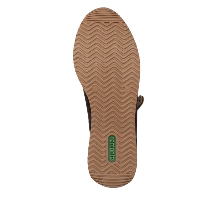Dunkelbraun-beige remonte Damen Sneaker D0H19-25 mit einem Reißverschluss. Schuh Laufsohle.