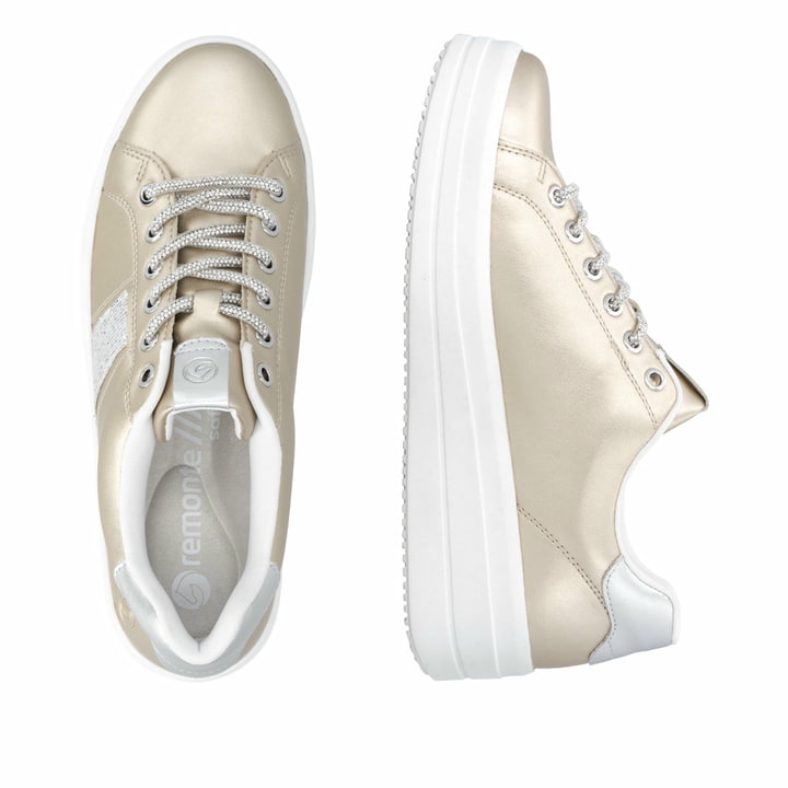 Mocassins remonte métalliques femme D1C10-91 avec finition métallisée. Chaussure vue de dessus, couchée.