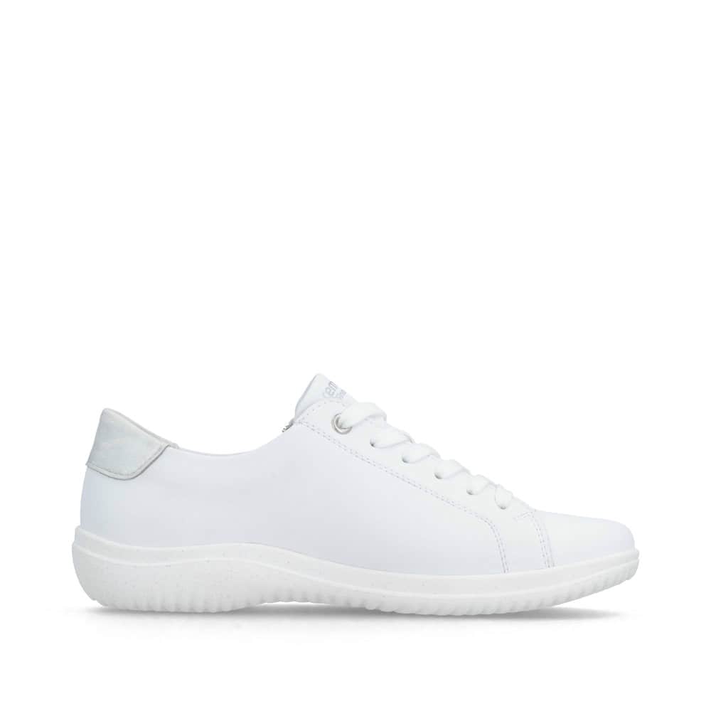 Weiße remonte Damen Schnürschuhe D1E03-81 mit einem Reißverschluss. Schuh Innenseite.