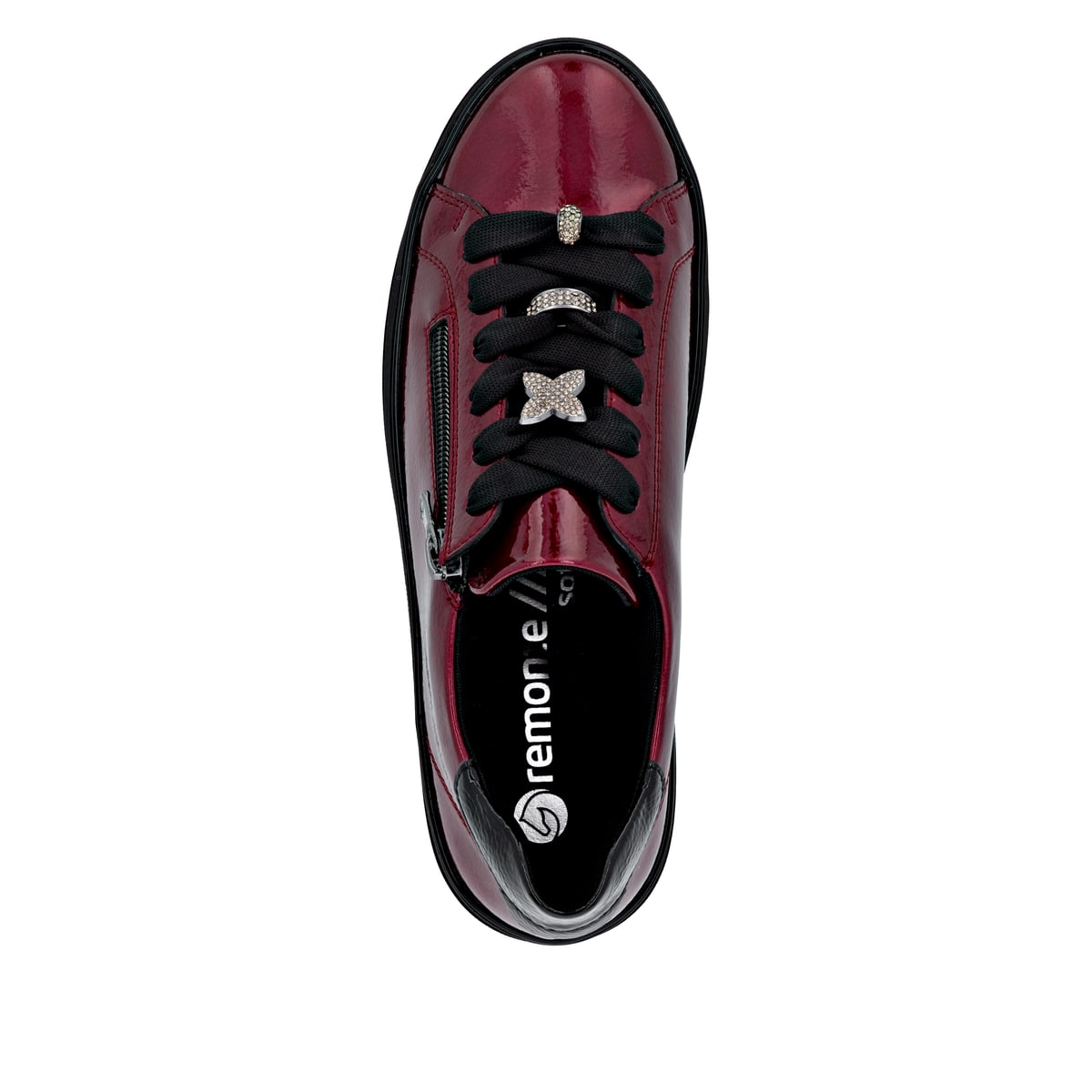 Baskets basses remonte rouges pour femme D1C09-35 avec fermeture éclair. Semelle extérieure de la chaussure.