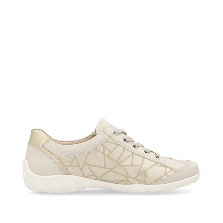 Goldene vegane remonte Damen Schnürschuhe R3408-91 mit einem Reißverschluss. Schuh Innenseite.