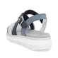 Blaue remonte Riemchensandalen D2K53-14 mit einem Klettverschluss. Schuh von hinten.