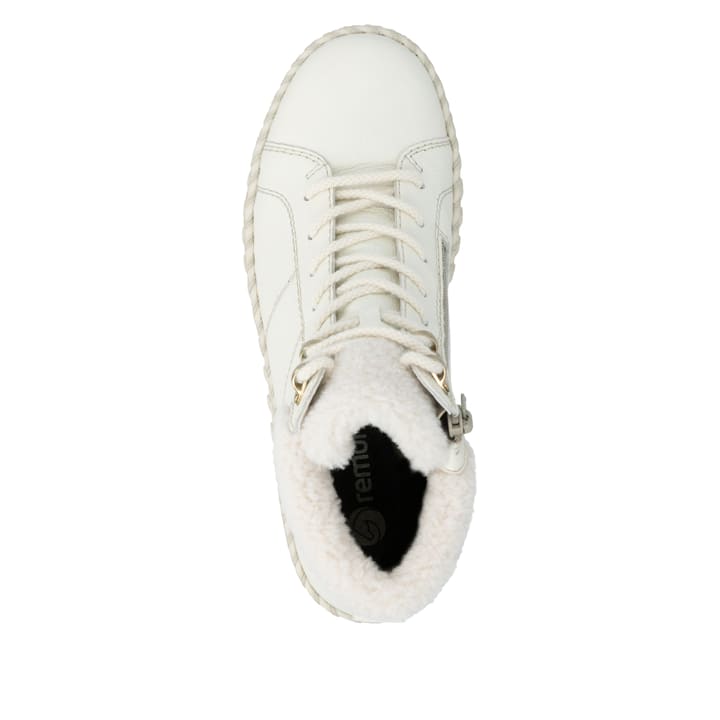 Weiße remonte Damen Schnürstiefel D4A74-80 mit wasserabweisender TEX-Membran. Schuh von oben.