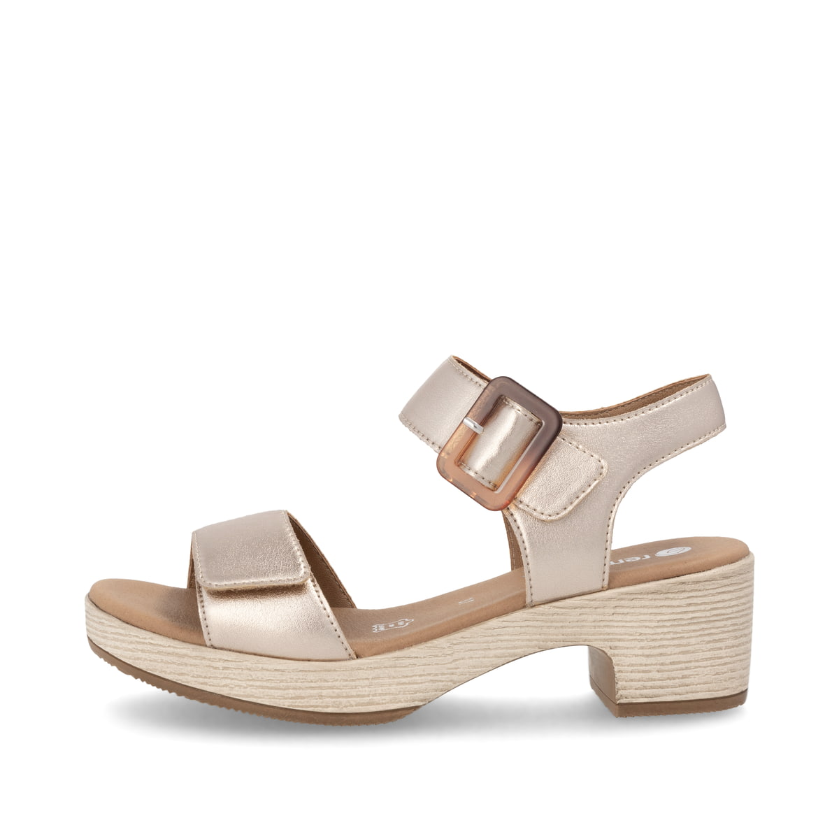 Metallische remonte Riemchensandaletten D0N52-90 mit einem Klettverschluss. Schuh Außenseite.