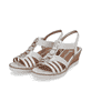 
Blütenweiße remonte Damen Keilsandaletten R6264-80 mit Elastikeinsatz sowie Keilabsatz. Schuhpaar schräg.