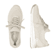 Beige remonte Damen Slipper R6712-60 mit einem Gummizug sowie der Komfortweite G. Schuh von oben, liegend.