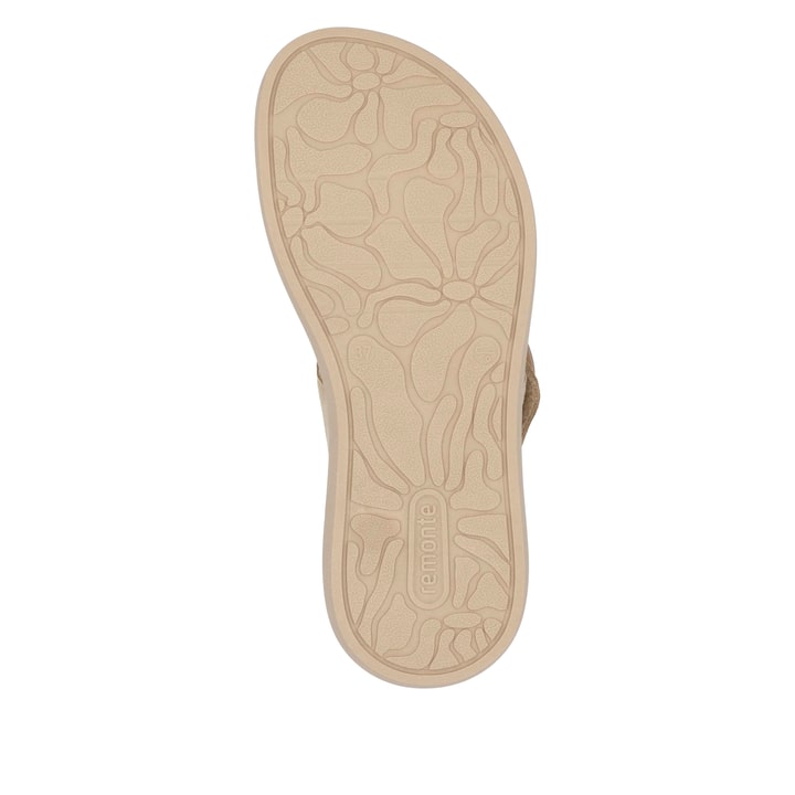 Beige remonte Damen Pantoletten D2N53-62 mit einem Klettverschluss. Schuh Laufsohle.