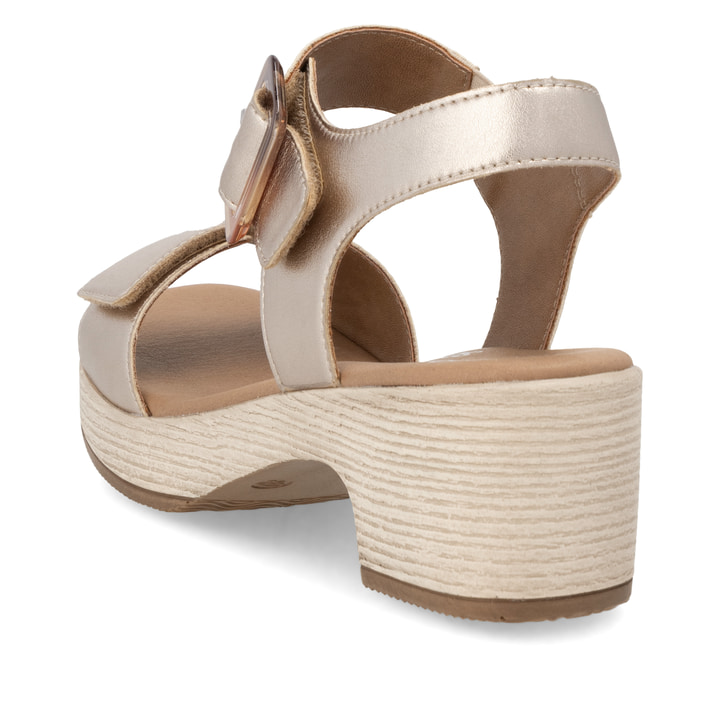 Metallische remonte Riemchensandaletten D0N52-90 mit einem Klettverschluss. Schuh von hinten.