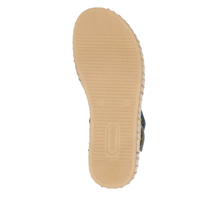 Blaue remonte Riemchensandaletten D1N54-12 mit einem Klettverschluss. Schuh Laufsohle.