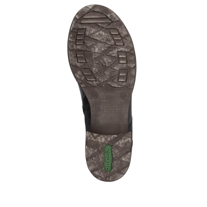 Bronze-dunkelbraune remonte Damen Schnürstiefel D4378-91 mit auffälligem Muster. Schuh Laufsohle.