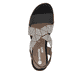 Schwarze remonte Keilsandaletten D2L54-03 mit Gummizug sowie weicher Innensohle. Schuh von oben.