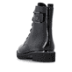 Vegane, schwarze remonte Damen Schnürstiefel D8683-03 mit einem Reißverschluss. Schuh von hinten.