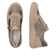 Beige-bronzene remonte Damen Sneaker D3E05-90 mit der ultraleichten lightsole+. Schuh von oben, liegend.